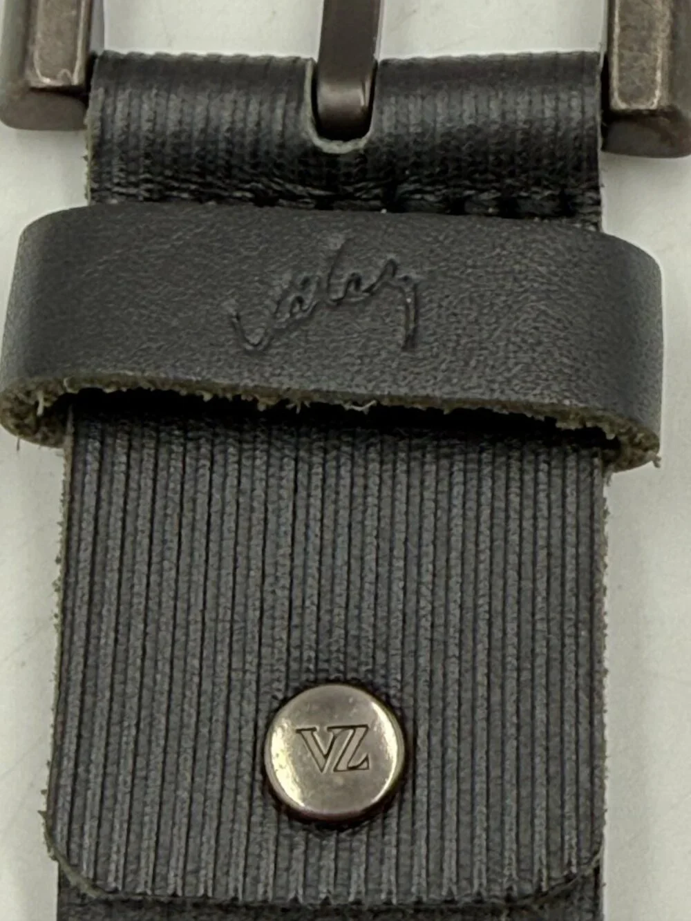 Velez Ribbed Textured Leather Belt Size 32 Black Dress Work 1.5